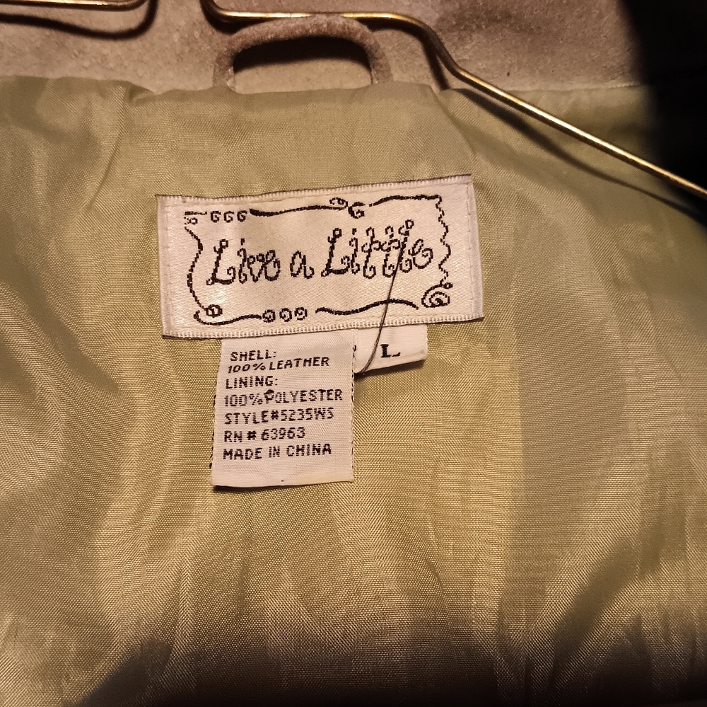 Vintage light green 100% Leather Jacket fully lined zipper front - Picture 5 of 11
